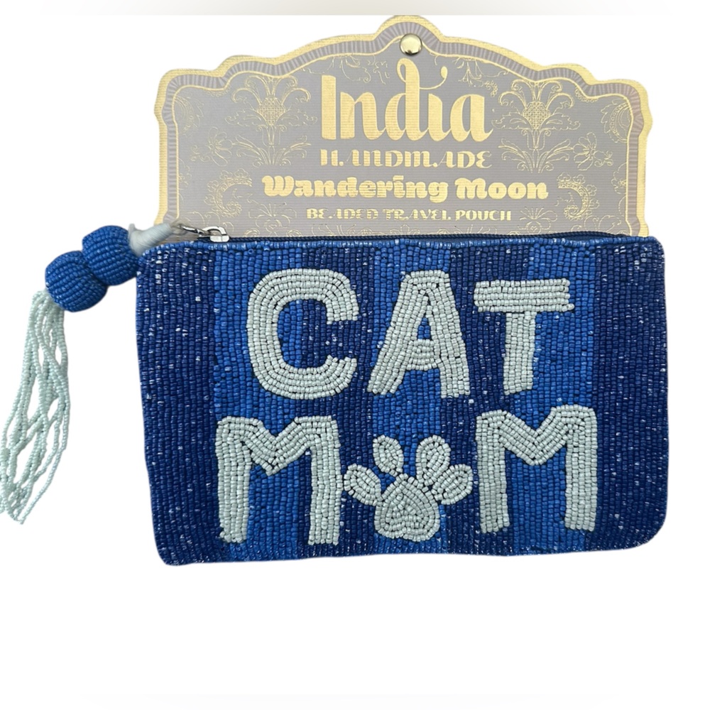 Beaded Collection Cat Mom Travel Pouch